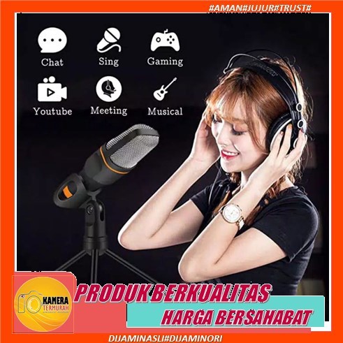 Microphone Recording SF 666 Mikrofon Condenser Mix Karaoke Mic Vlog Youtuber Smule Kabel Laptop PC