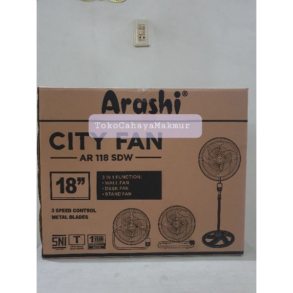 Kipas Angin City Fan 3in1 18Inch 118SDW Arashi / Kipas Angin 3 Fungsi