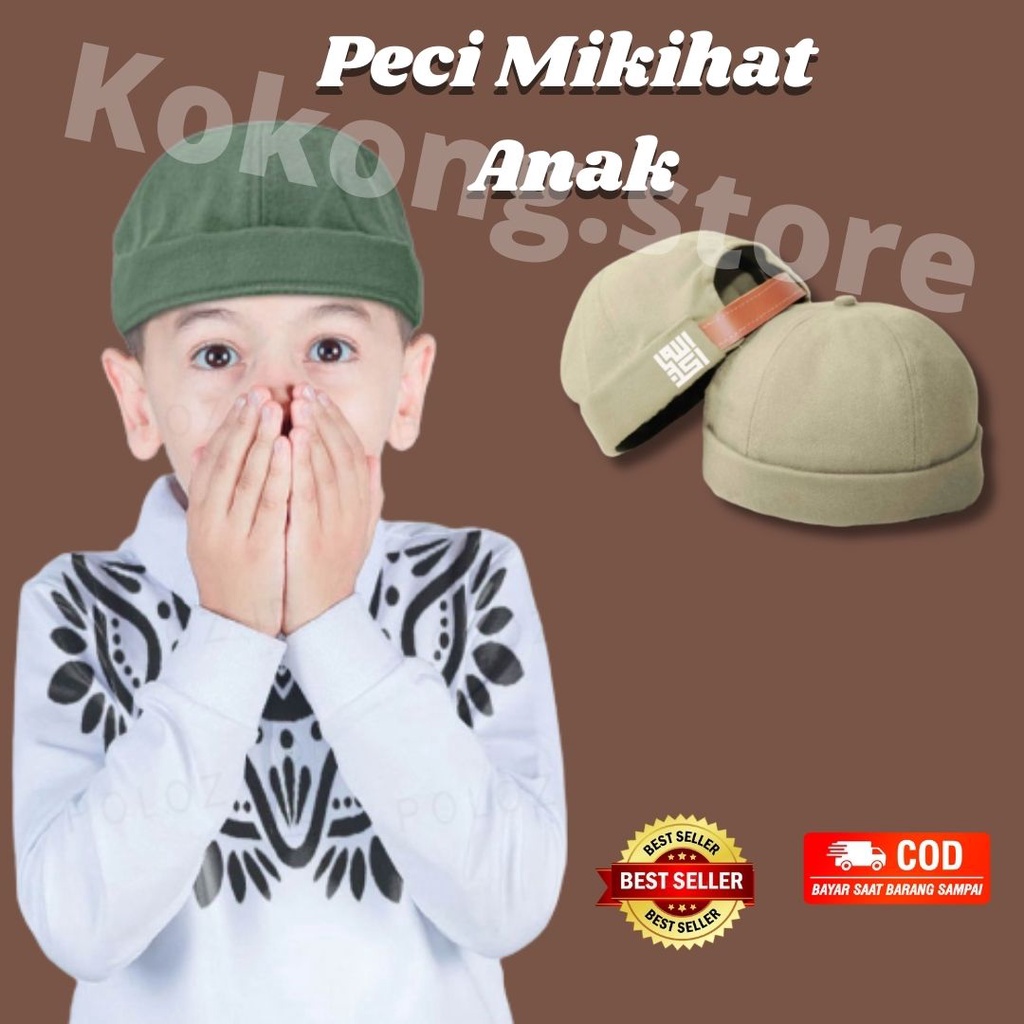 Topi Peci Miki Hat BALITA dan ANAK 1 s/d 14 tahun Kaligrafi Allahuakbar Original