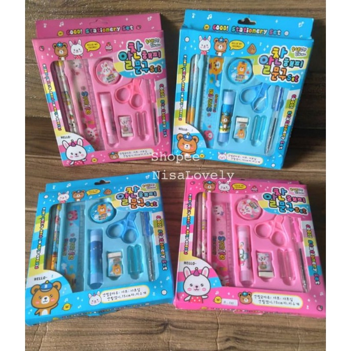 Alat Tulis set 8in1 / Alat Tulis Karakter / Set Alat Tulis Anak / Stationery Set / Paket Alat Tulis