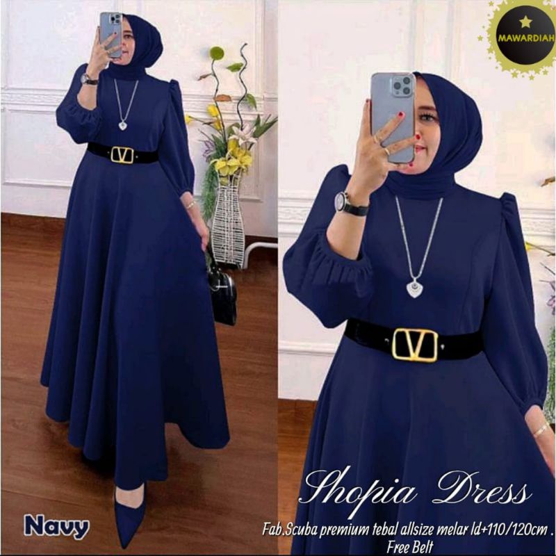 Shopia Dress/ Fab. Scuba Premium Tebal/ LD+110-120