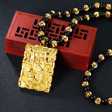 Kalung Emas Asli Kadar 375 Liontin Koin Yue Longmen Ikan Tebal Gaya Eropa Untuk Pria