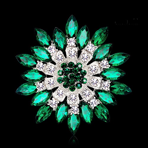 OW@ Women Fashion Flower Brooch Crystal Rhinestone Jewelry for Wedding Party Gift