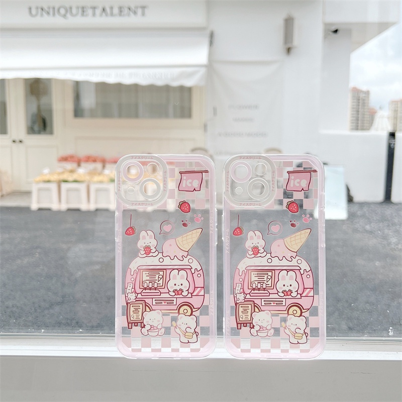 In srabbit Soft Case Silikon Transparan Motif Es Krim Untuk Iphone 13 12 11 Pro X XS Max XR 7 8 Plus SE