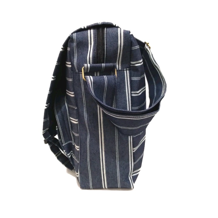 Tas Kanvas Tas Selempang Kanvas Motif Salur Sling Bag Tas Messenger Tas Sekolah Tas Pria Kanvas