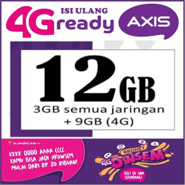 PAKET KUOTA INTERNET VOCER AXIS BRONET AIGO OWSEM 4G MURAH 1GB 2GB 3GB