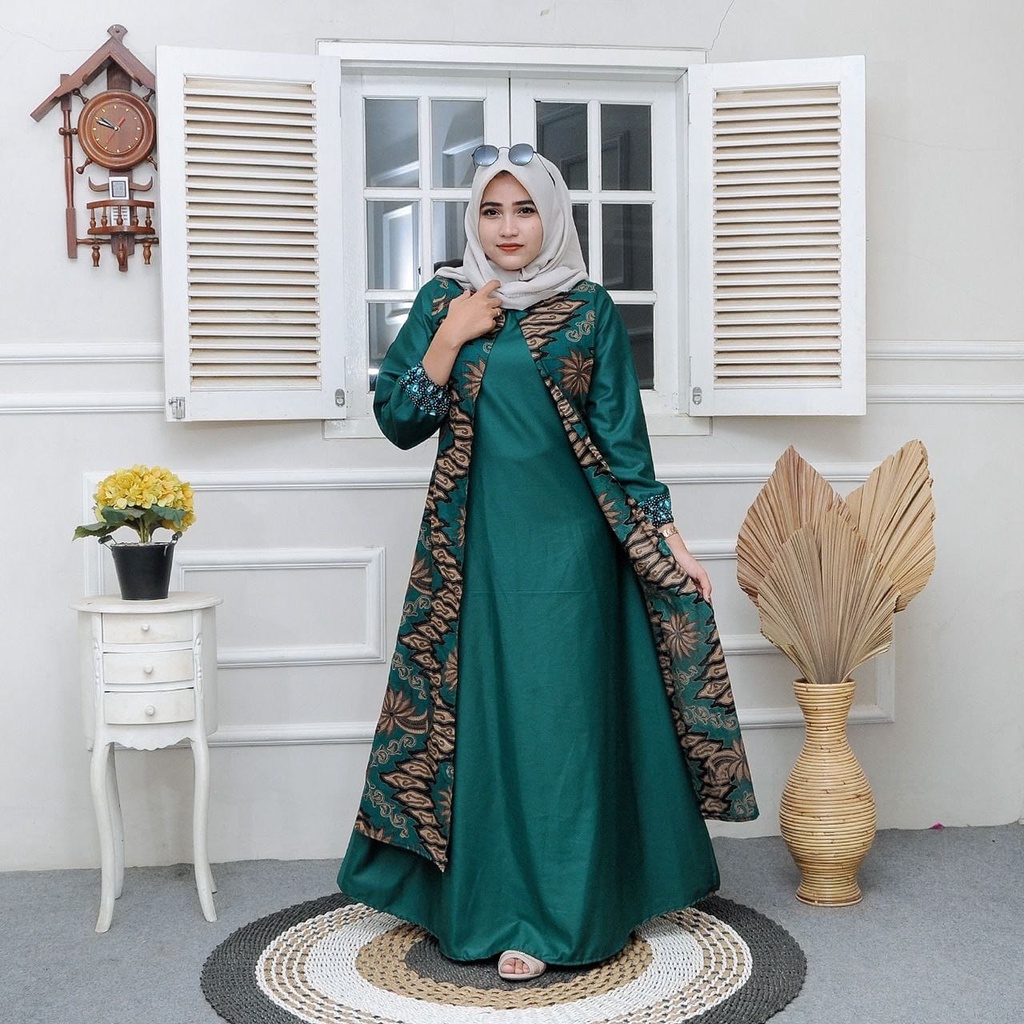 Baju Gamis Elizia Maxy, Katun HQ Kombinasi Toyobo, Ori Gamis Batik Aksara Pekalongan BIG SIZE JUMBO