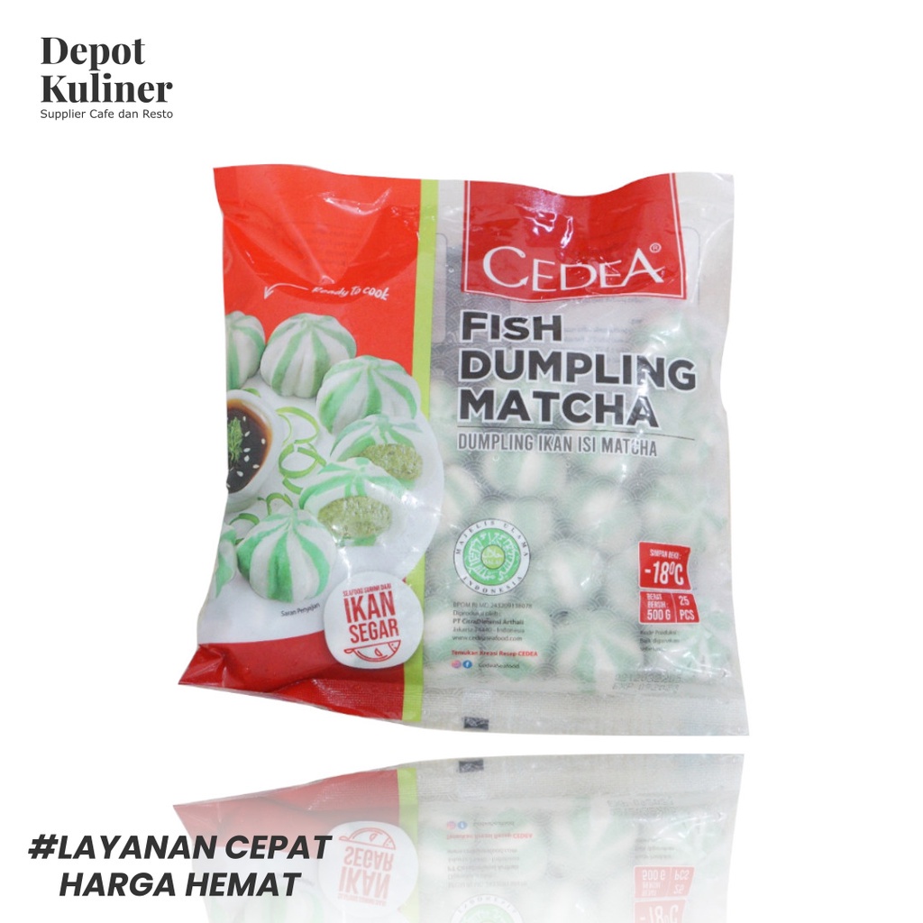 Cedea Fish Dumpling matcha 500 gr - Dumpling ikan segar rasa matcha