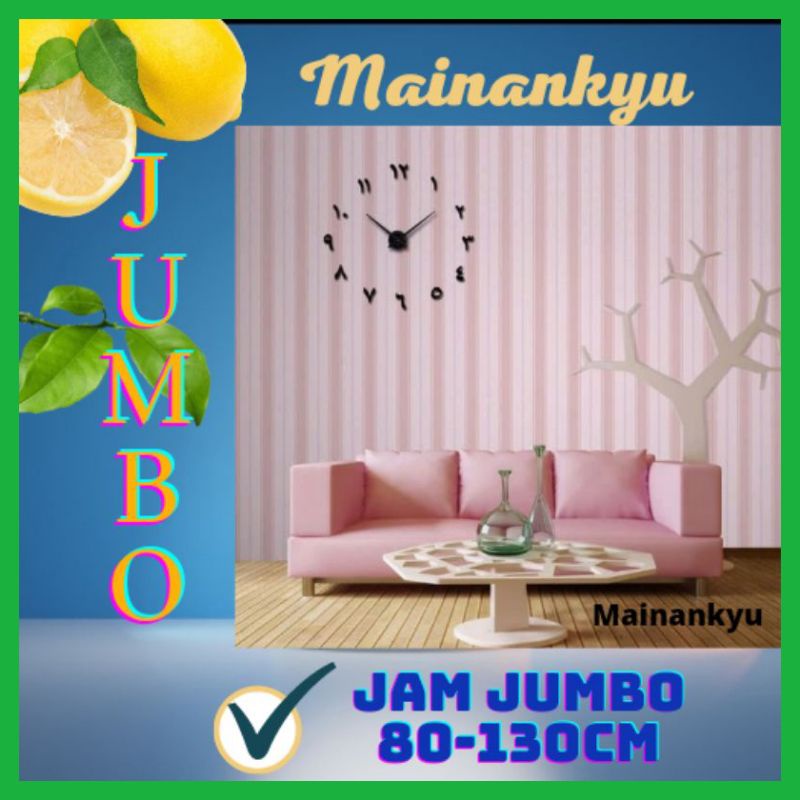 (MAINANKYU) Jam Dinding DIY Giant Wall Clock Quartz Creative Design - S031 - BLACK