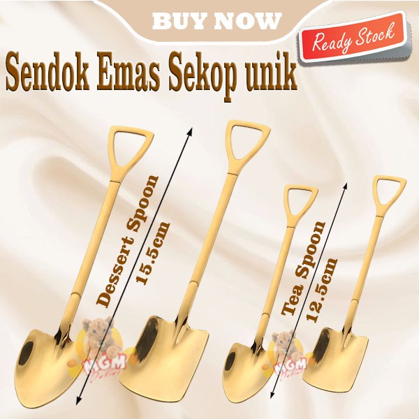 sendok unik Sekop stainless Gold sendok dessert kue 15cm escream taman