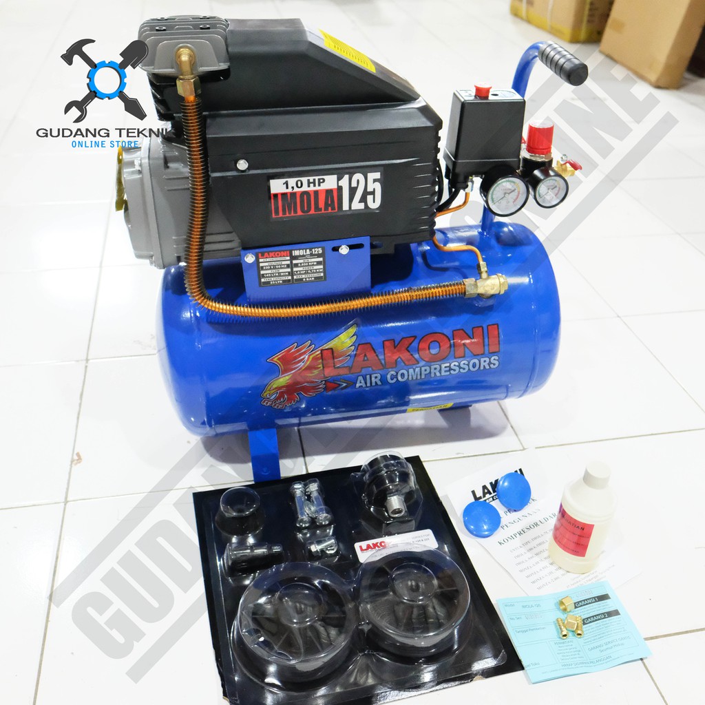 Mesin Kompresor 1 PK IMOLA 125 Kompressor Lakoni Pompa Angin Udara Listrik Compressor 25L 1HP