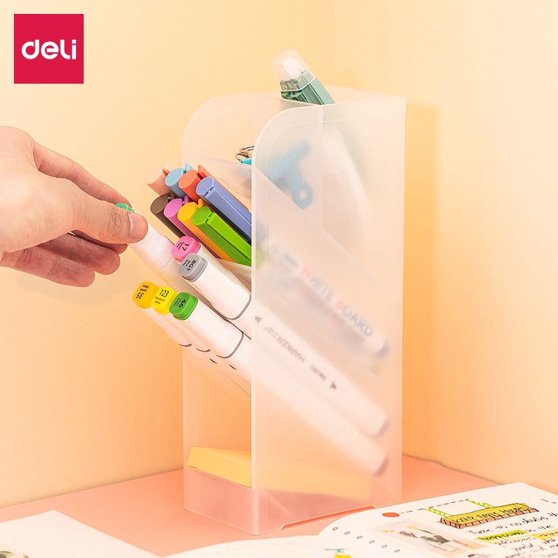 

Deli Pen Holder Rak Tempat Tulis Kotak pengorganisasian alat tulis penyimpanan desktop multifungsi