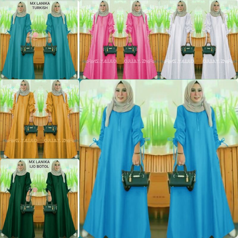 Gamis idaman muslimah masa kini moscrepe kombinasi tile brukat gamis moscrepe murah dan simple polos