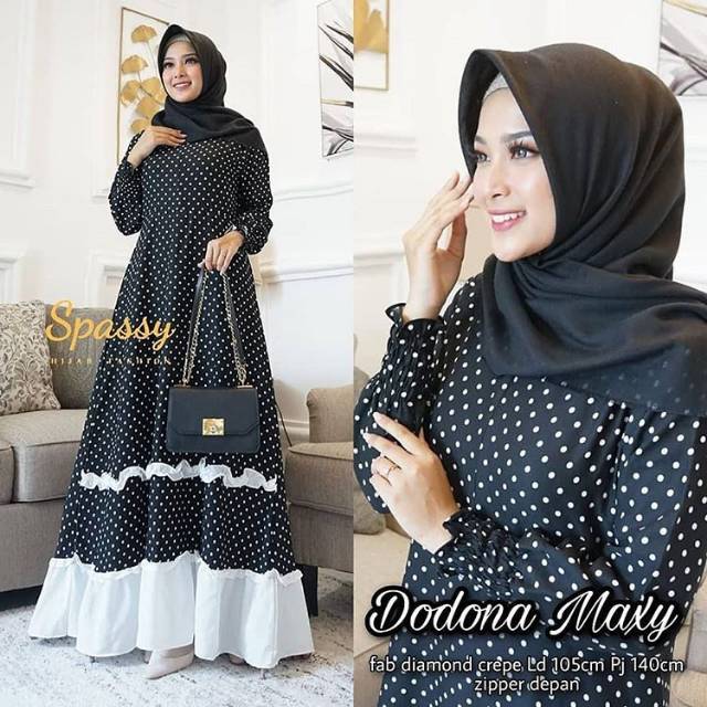 NS FC NAJIBAH GAMIS SYAR'I DRESS MUSLIM MODIS MODERN White the Black SYARI GAMIS