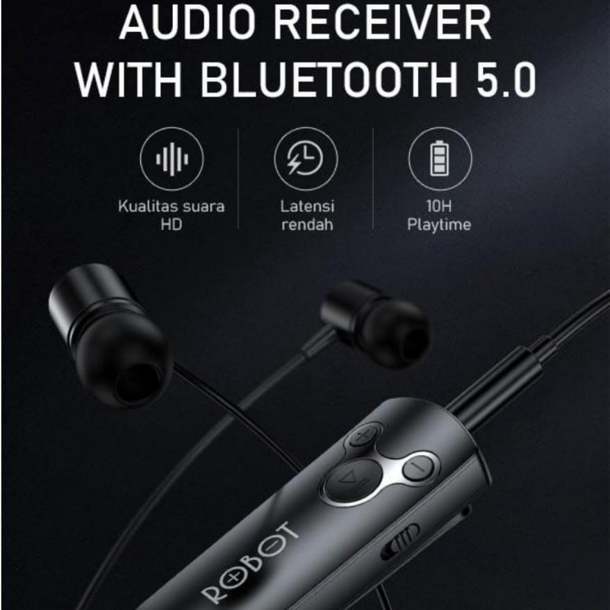 ROBOT RS10 Bluetooth Audio Receiver With 5.0 Small&amp;Portable AUX 3.5mm Garansi 1 th Original