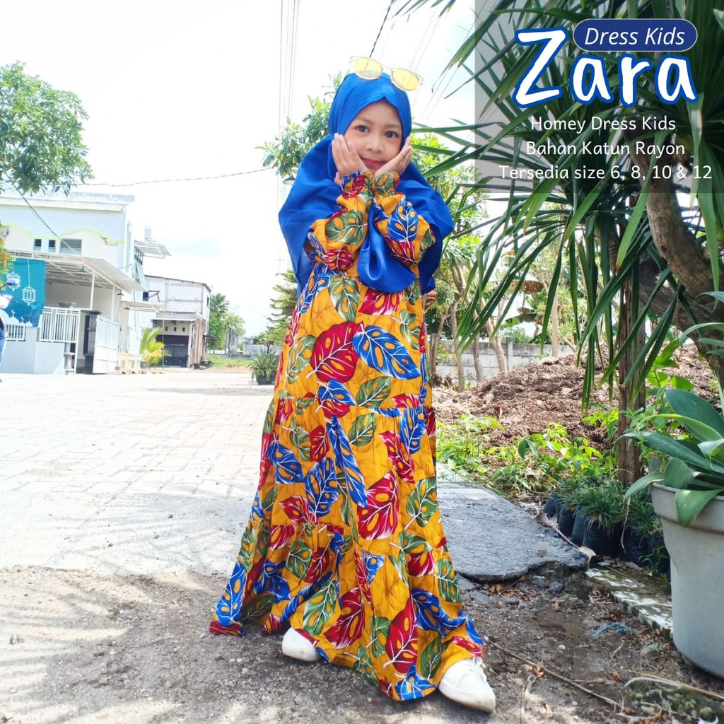 Termurah - Gamis Anak Motif Bunga Homey Dress Anak Bahan Katun Rayon Nyaman Dipakai | Bisa Cod