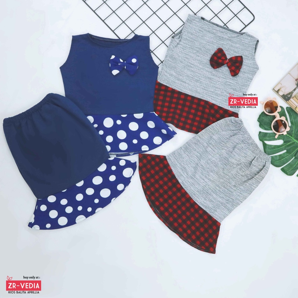 Setelan Zizi Anak uk 1-2 Tahun / Atasan Bawahan Rok Perempuan Baju Pesta Model Dress Peplum Cewek