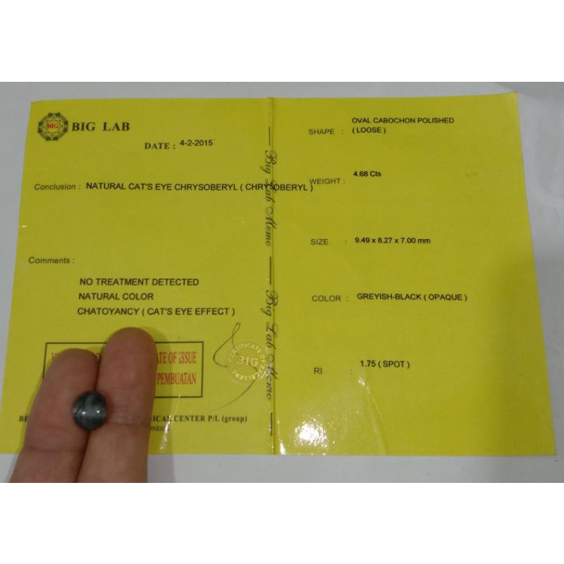 Batu Natural Cat's Eye Chrysoberyl