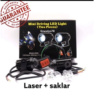laser foglamp d2 superbright high low mini driving lampu tembak laser BONUS SAKLAR