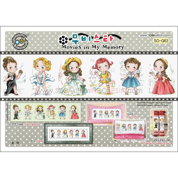 Paket DIY Craft Sulam Kristik Strimin Cross Stitch Sodastitch SO-G63 Movies In My Memory Girl Lady