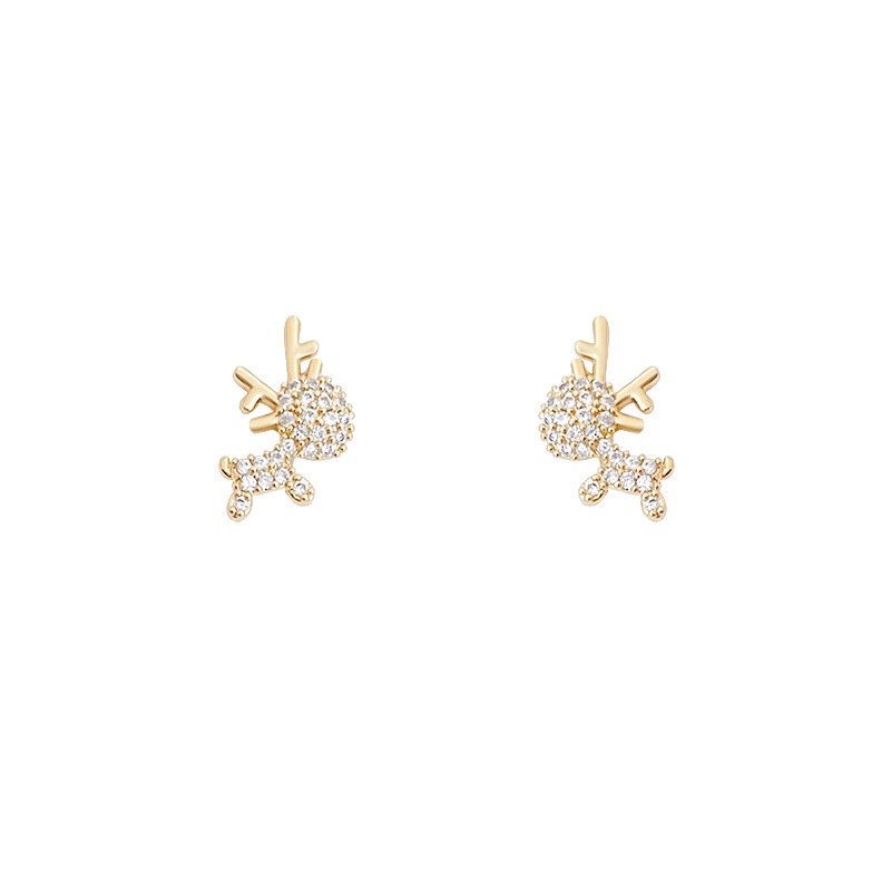 Anting Tusuk Sterling silver 925 Desain Rusa Hias Zircon Untuk Wanita