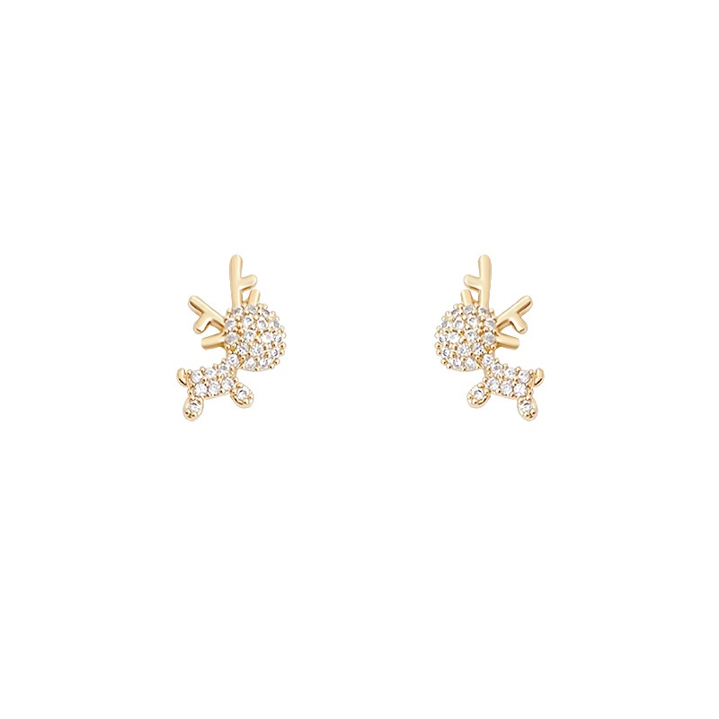 Anting Tusuk Sterling silver 925 Desain Rusa Hias Zircon Untuk Wanita