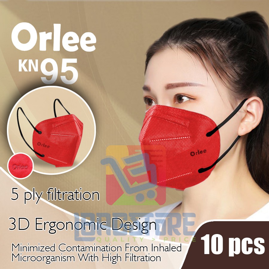Masker KN95 KN 95 5ply 5 ply Lapis Orlee Merah Putih Hitam Orange isi 10 pcs maker N95 95 Embos Ebos