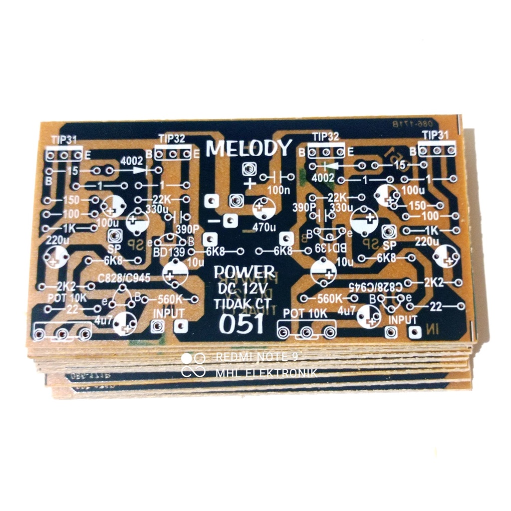 PCB Power Amplifier Stereo 68Watt Final TIP31 dan TIP32 Non CT Mobil 051