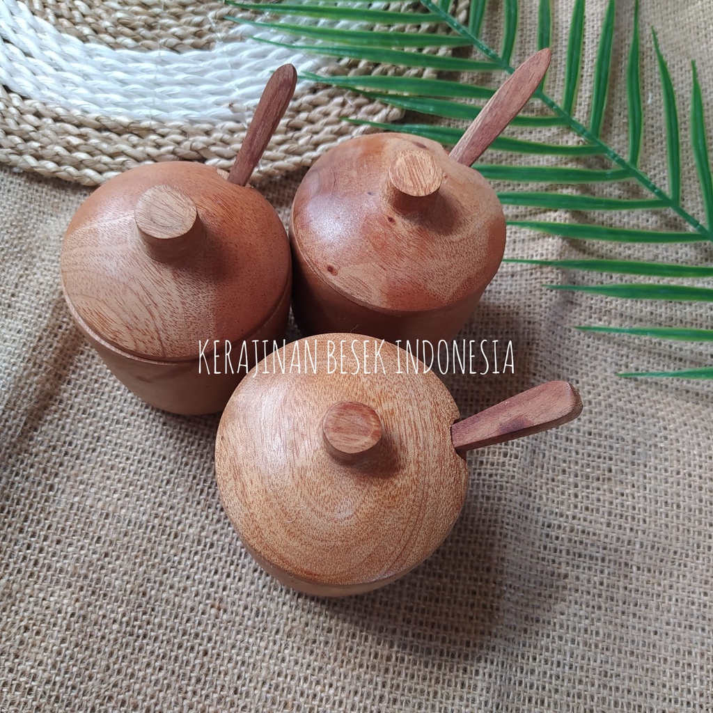 WADAH BUMBU KAYU MAHONI// Tempat garam// Tempat bumbu// Wadah murah// Tempat bumbu murah// Kerajinan