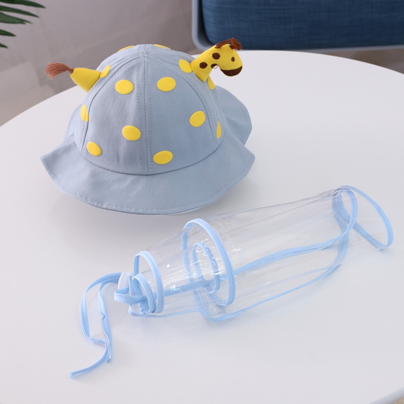 Topi Bucket Dengan Cover Pelindung Wajah Anti droplet Dapat Dilepas Untuk Bayi / Anak