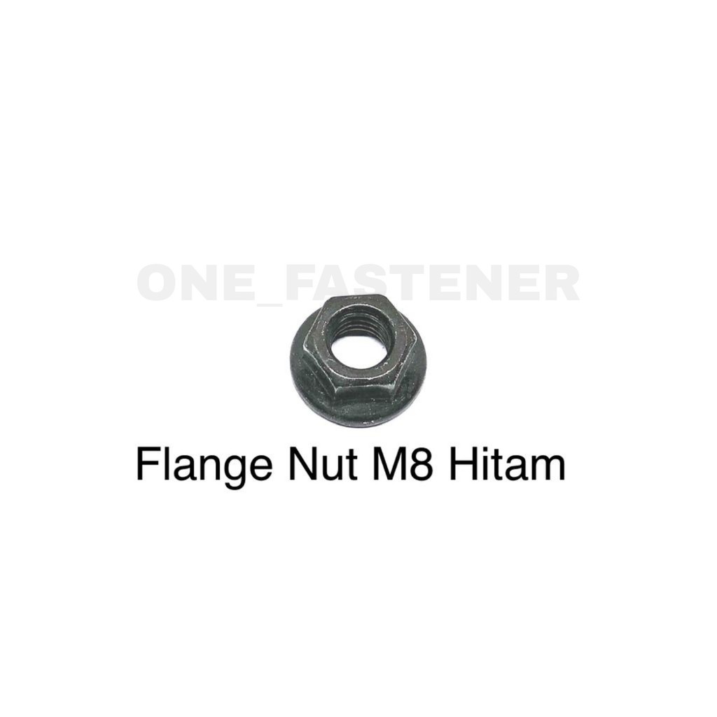 50 Pcs Fn279 Mur Flange Nut M8 Hitam topi 8mm 8mili 1.25 Kunci 12