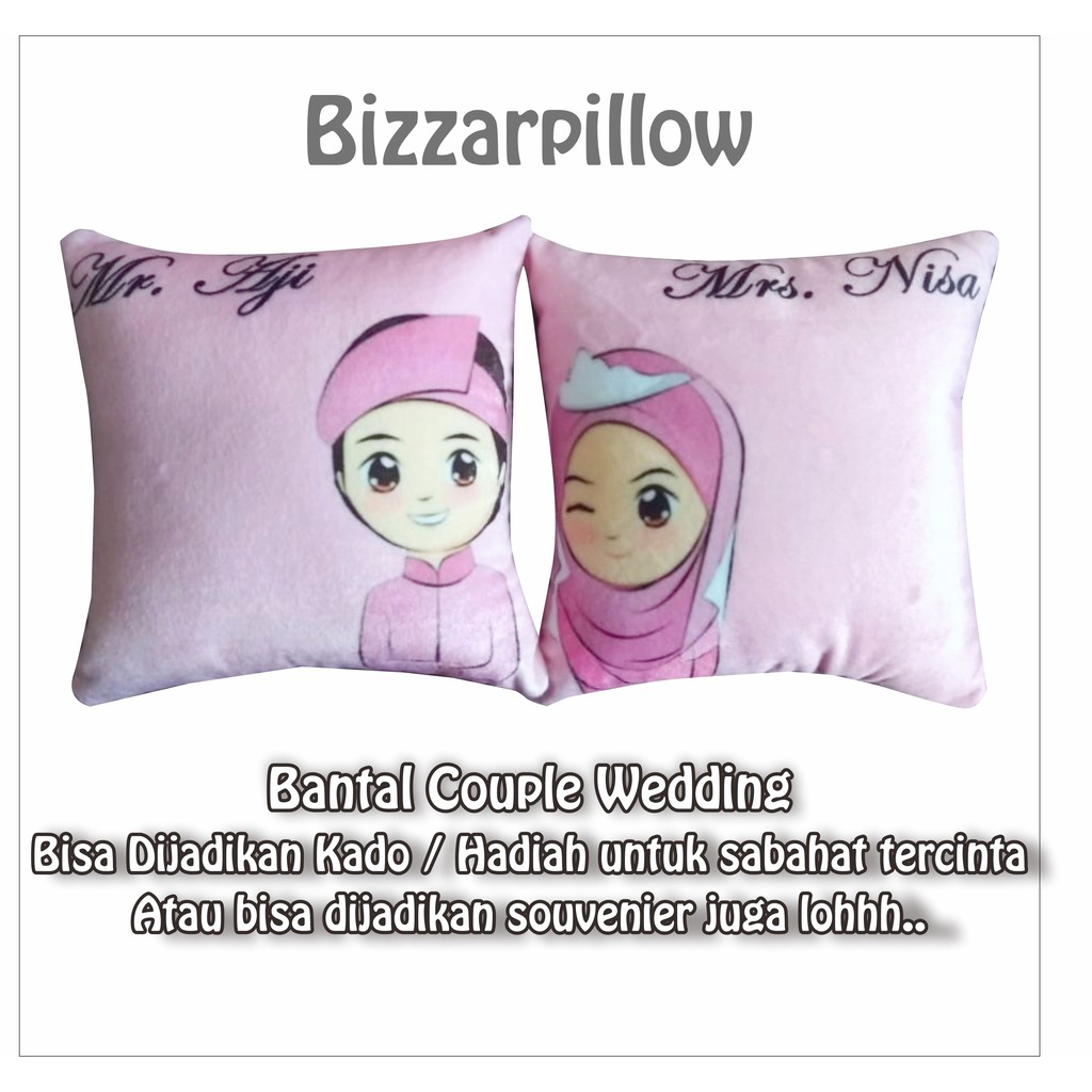 Bizzarpillow Bantal Couple Kado Wedding Custom 40x40cm BZ179