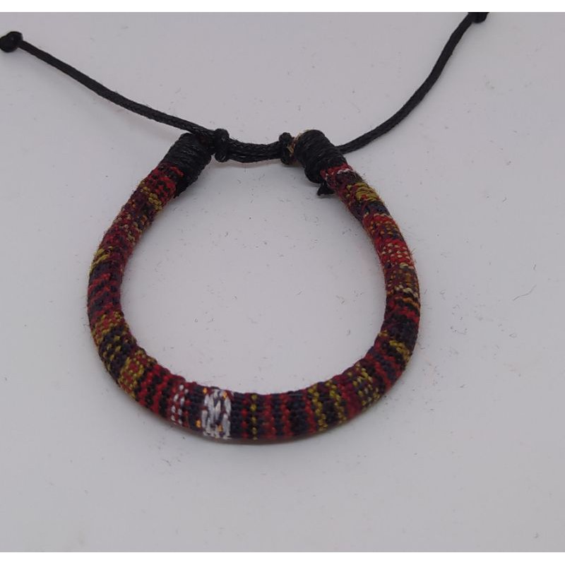 Gelang Tenun Etnik Songket Gelang Rajut Unik Motif Kain Harga Grosir Langsung Pengrajin-Coklat Maroon