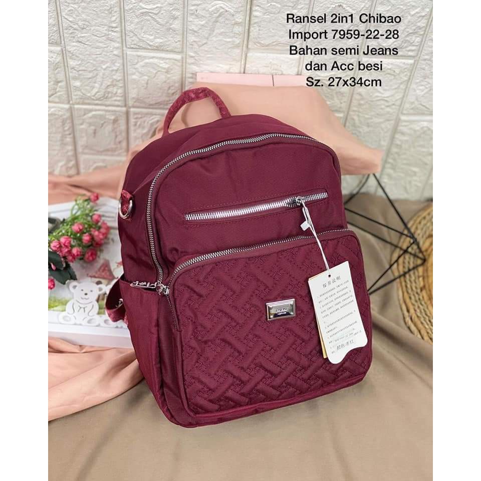 Tas Ransel Wanita Multifungsi Tas Chibao 7959-22 Bahan kanvas size 27x34 cm. Tas Ransel Chibao Tas Chibao Import Chibao Best Seller.!!