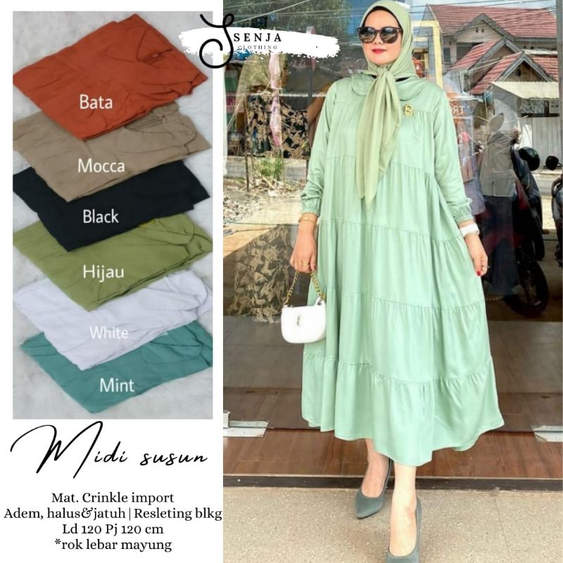 MIDI SUSUN Dress Crinkle Jumbo LD 120 Susun Rufle
