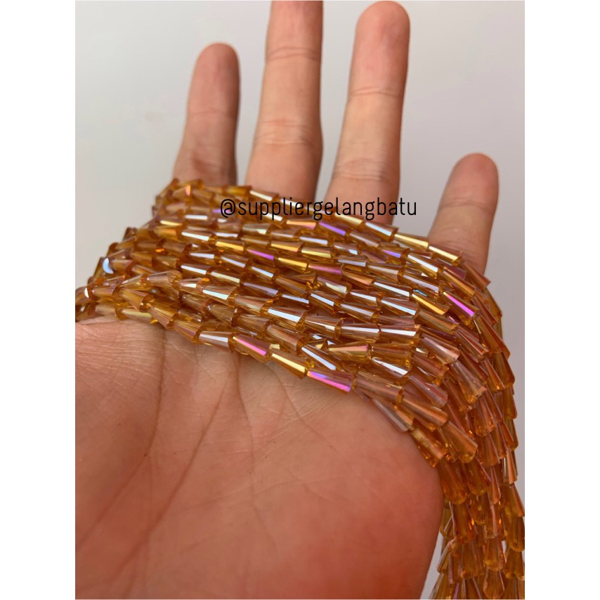 kristal terompet 8 x 4mm yellow champagne crystal kuning ab PAGODA