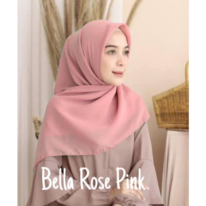 HARGA TERMURAH JILBAB BELLA SQUARE SEGI EMPAT / HIJAB BELLA SQUARE TERBARU WARNA TERLENGKAP-Rose pink