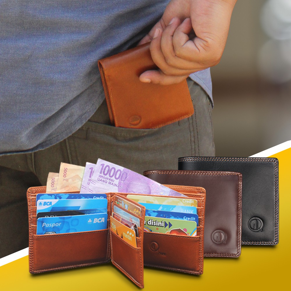 Dompet Kulit GILBY SLIM Bahan Kuat dari Kulit Sapi Asli Muat 15 slot Kartu Emboss Qi Leather D006