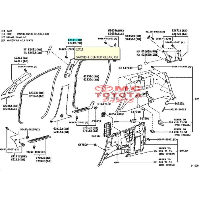 Garnish Center Pilar Atas Belakang Tengah Kanan Innova 62411-0K040-A1