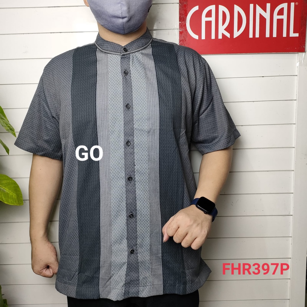 gof S-M CARDINAL KEMEJA KOKO Taqwa Pakaian Pria Original Baju Muslim Salur Lengan Pendek Kekinian