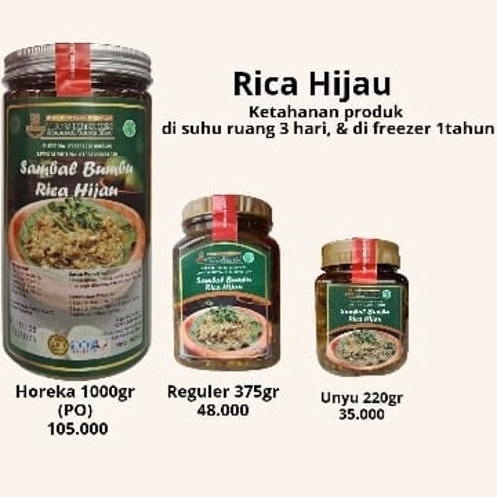 

Sambal Rica Hijau Tins Kitchen Sambal Rica Hijau 220 Gr Sambal Rica Hijau Geprek Sambal Rica Hijau Ayam, Sapi, Ikan, Bebek Sambal Rica Hijau Enak Sambal Rica Hijau Harga