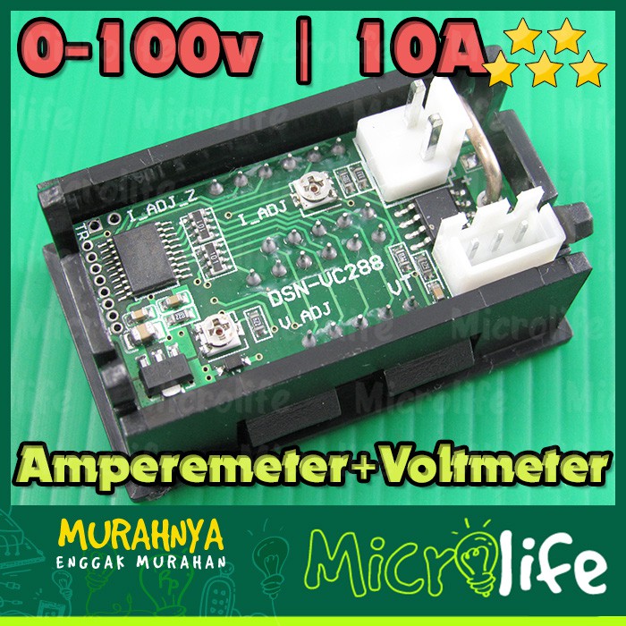 COMBO AMPEREMETER + VOLTMETER DIGITAL FRAME 0-100v 10A