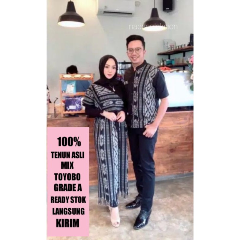 READY STOK set couple Set couple tenun ethnic set couple tenun jepara set kondangan tenun jepara -  