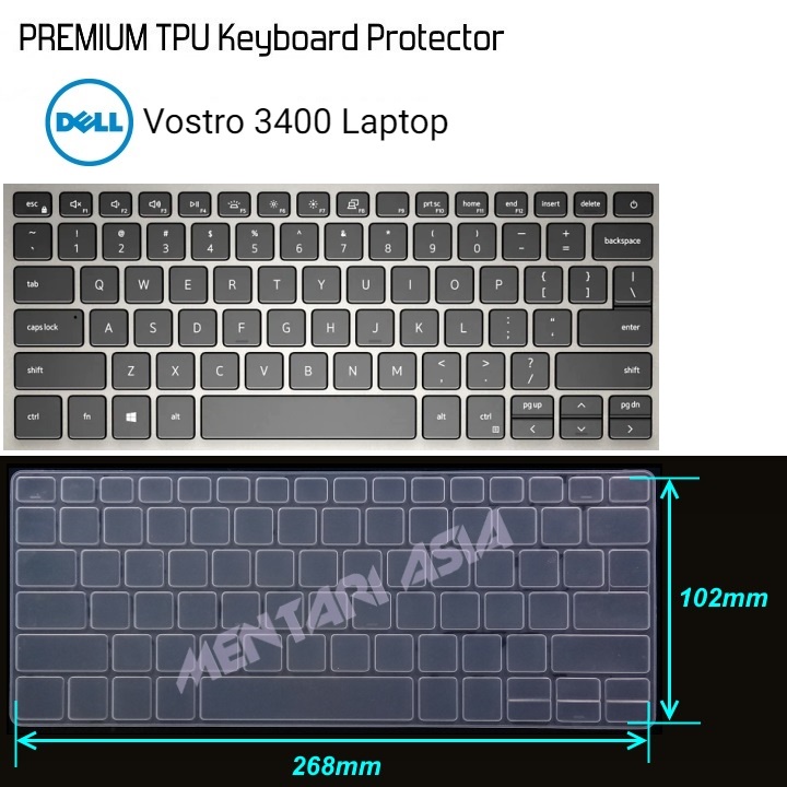 Keyboard Protector DELL VOSTRO 3400 - Premium TPU Clear