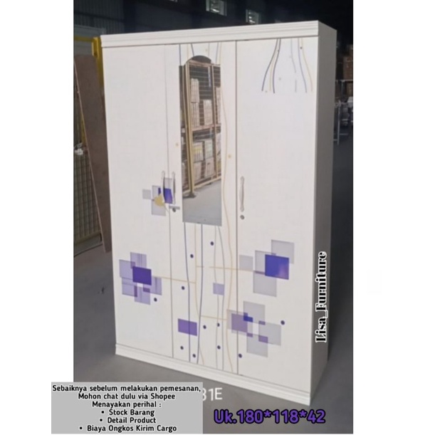 Lemari Besi Pakaian kaca|Lemari Besi Pakaian Sliding|Lemari besi pakaian 3 pintu|Lemari besi pakaian
