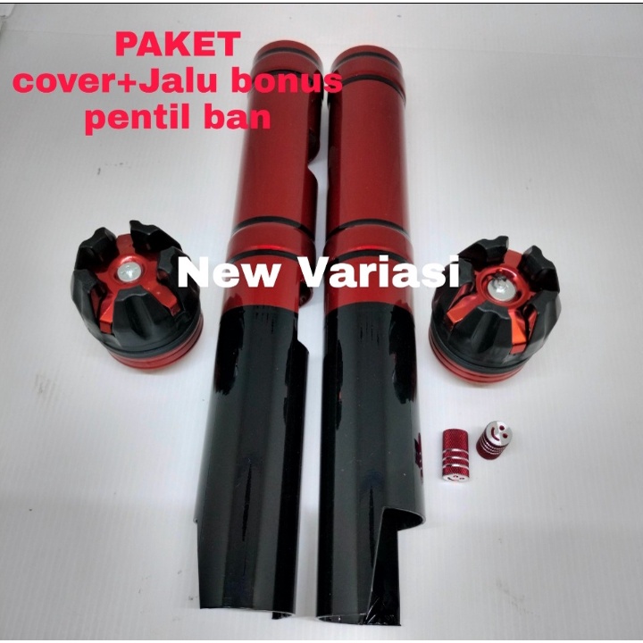(PROMO PAKET) COVER TABUNG SHOCK DEPAN PLUS JALU AS BONUS TUTUP PENTIL BAN VARIASI YAMAHA NMAX NEW D