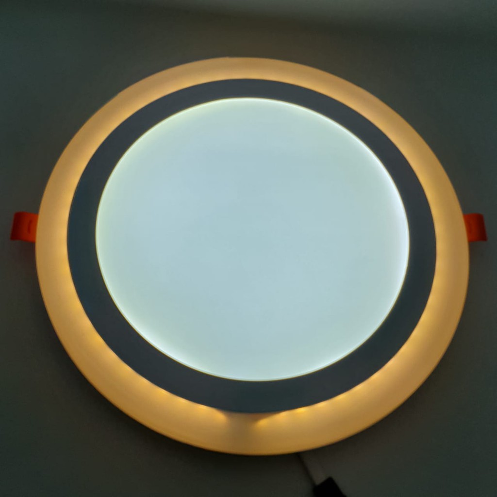 RC Lampu Led Panel BULAT INBOW 2 Warna 18w Tengah Putih + 6w Lis Kuning SNI (DL 24,2cm / DD 20cm)