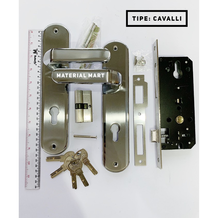 Gagang Pintu Rumah 1 SET | Handle Pintu Besar | Handel Pintu + Body | Material Mart