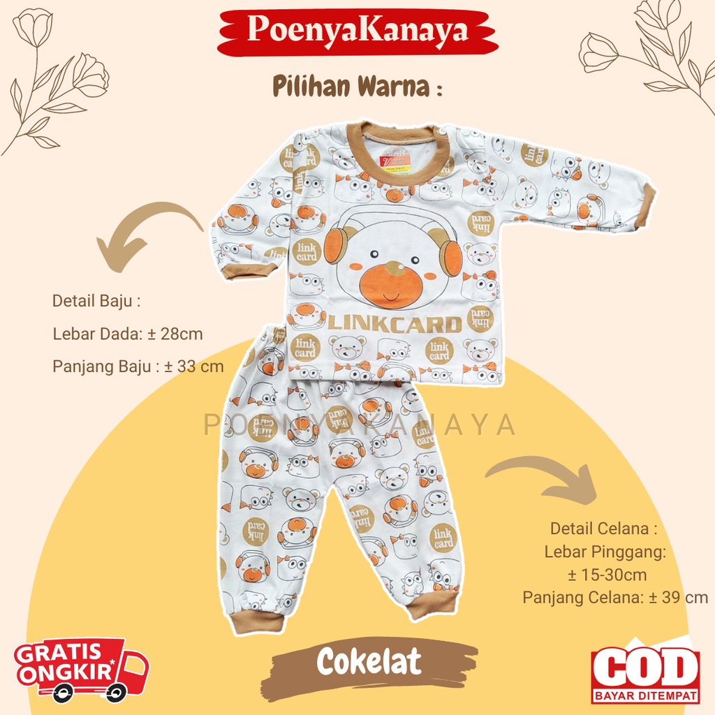 Setelan Baju Bayi Piyama Bayi Panjang LINKCARD Viori 6-18 Bulan SPY128