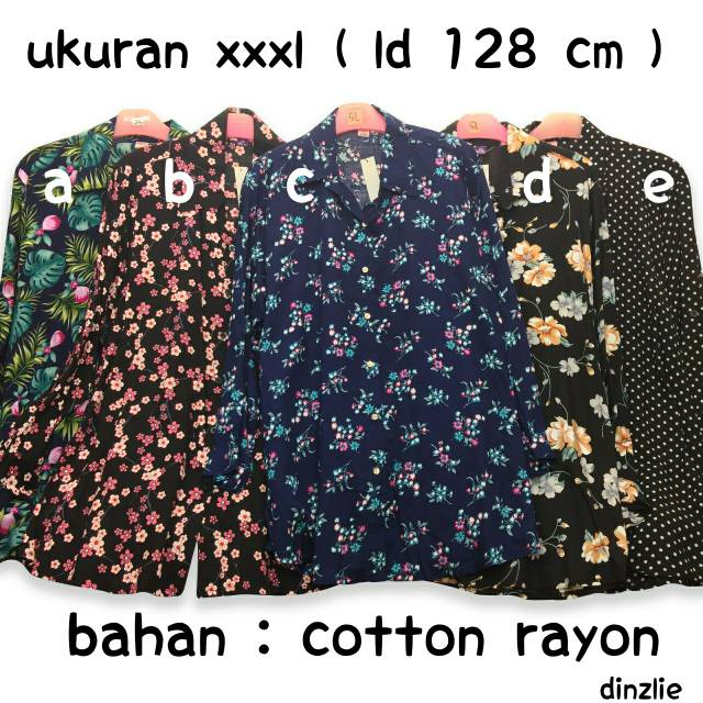 Kemeja Motif Bigsize Wanita XXL 3XL 5XL Kemeja Motif Jumbo Wanita